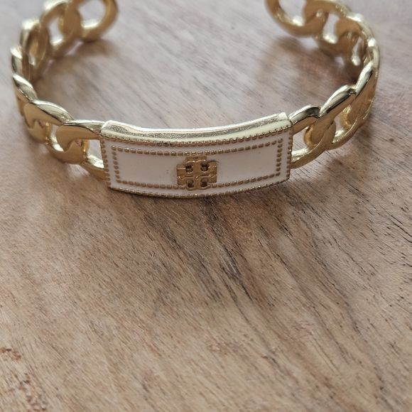 Tory Burch Gold and Cream Enamel Bracelet - Picture 4 of 8